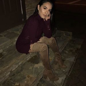 Burgundy distressed dress